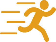 Icon of a gold person running.