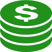 Icon of green stacked coins.